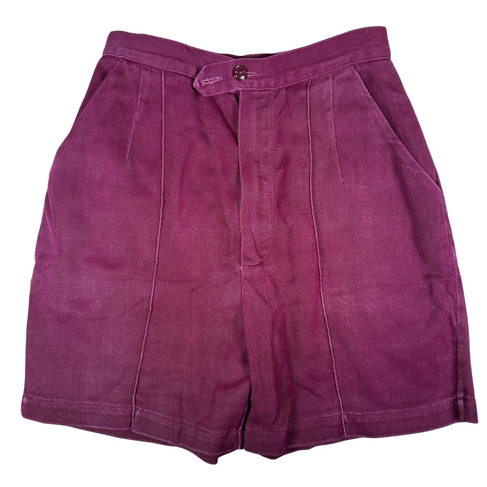 Vintage 50s High Waist Gym Pleat Cotton Twill Short Burgundy Maroon PE School